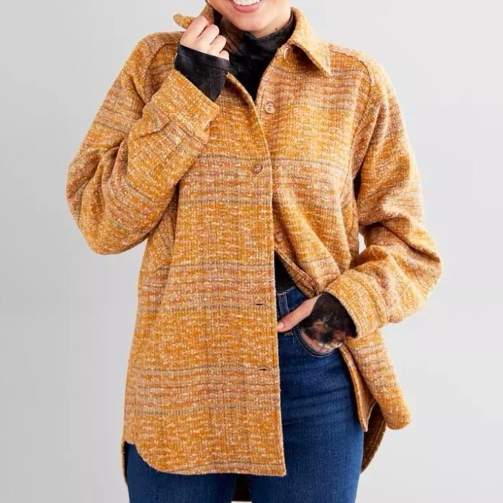 Mystree Mustard Plaid Shacket